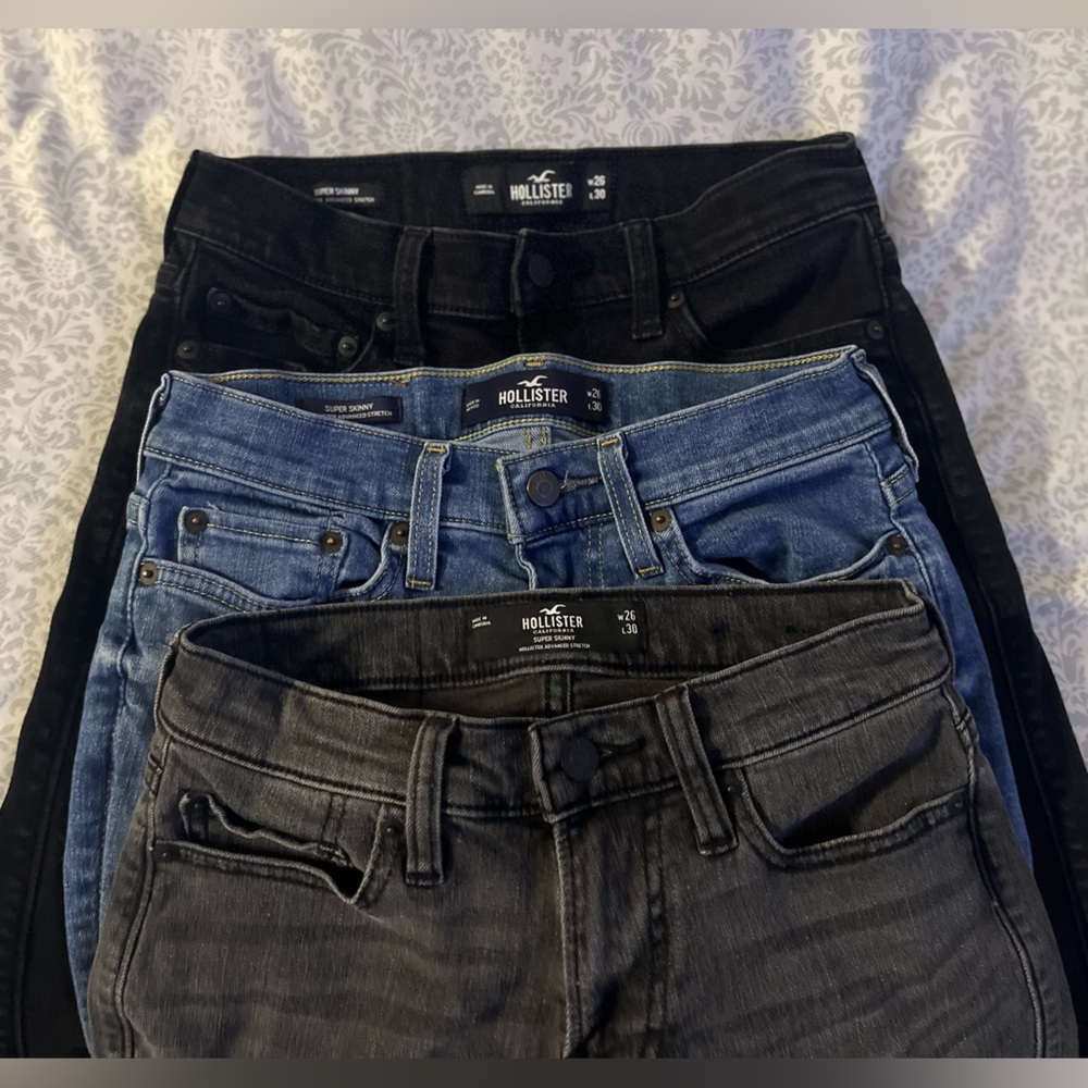 Hollister Women's Skinny Jeans set - Black, Blue, Charcoal